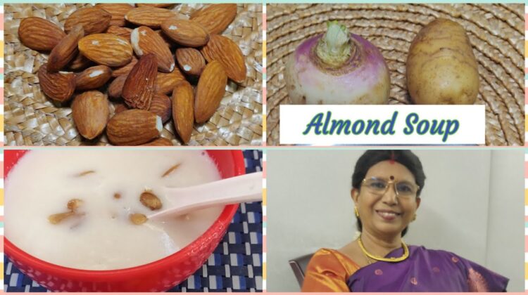 #Shorts 213 : இவ்வளவு சுவையா சூப்பிற்கு ?Almond Soup/புரதம் மிகுந்த பாதாம் சூப்- Mallika Badrinath