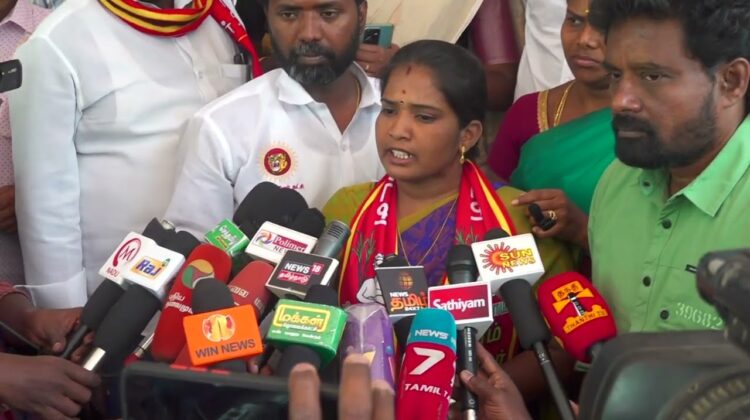 திமுக- காங்கிரஸ் மீது தேர்தல் அலுவலரிடம் புகார் | மேனகா நவநீதன் செய்தியாளர் சந்திப்பு