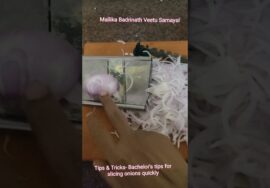 #Shorts 366-Bachelor ‘s tips for slicing onions thinly&quickly – English & Tamil / Mallika Badrinath