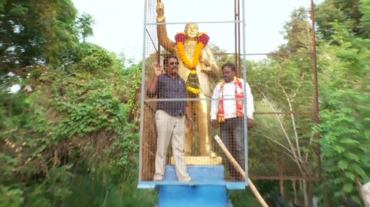மதுராந்தகம் வேட்பாளர் ஜானகிராமன் அம்பேத்கர் சிலைக்கு மாலை அணிவித்து மரியாதை செலுத்தினர் | தச்சூர் |